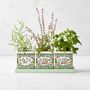 Famille Rose Herb Planter with Tray, Set of 3
