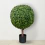 33&quot; Faux Boxwood Ball Topiary, Indoor/Sheltered Outdoor