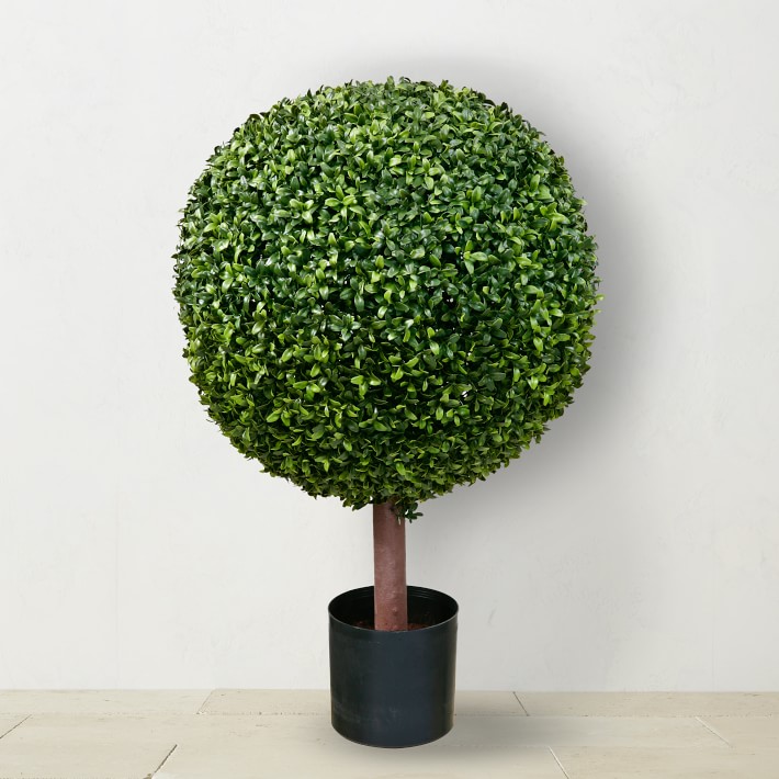 33&quot; Faux Boxwood Ball Topiary, Indoor/Sheltered Outdoor