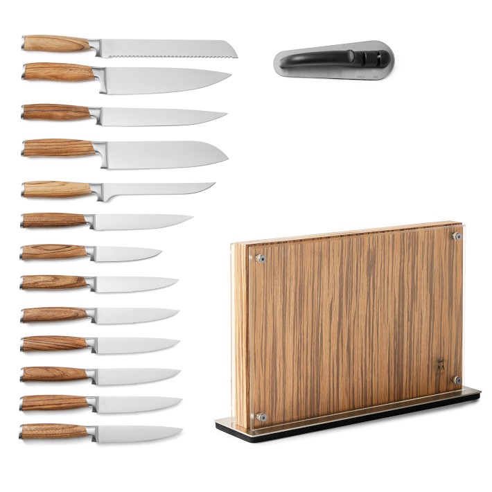 Schmidt Brothers Zebra Wood Knife Block, Set of 15 Williams Sonoma