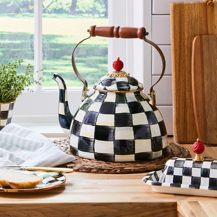 MacKenzie Childs Courtly Check Tea Kettle Williams Sonoma