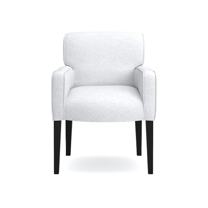 Fitzgerald Dining Armchair, Perennials Performance Basketweave, White, Ebony Leg