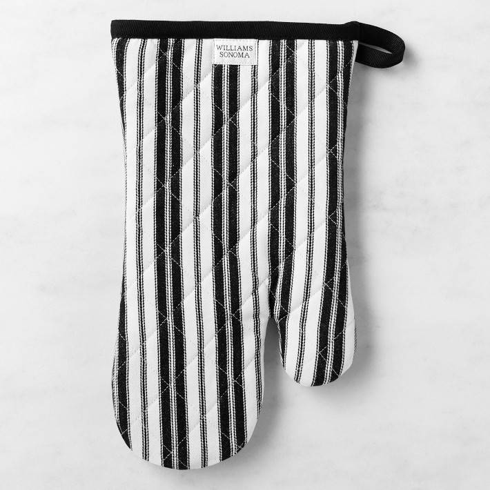 Williams Sonoma Heritage Stripe Oven Mitt- Black
