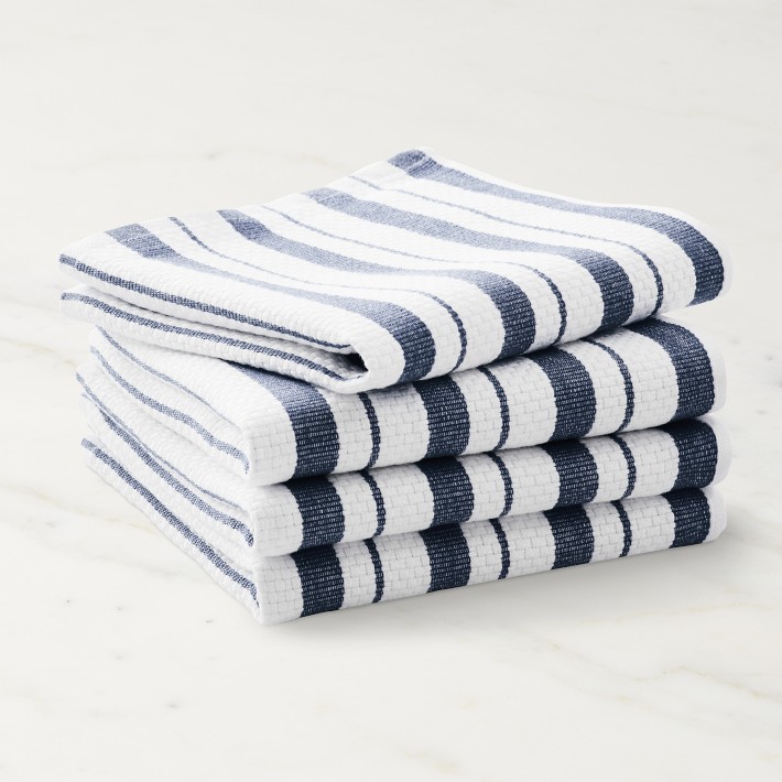 Williams Sonoma Classic Striped Dishcloths, Set of 4, Navy Blue
