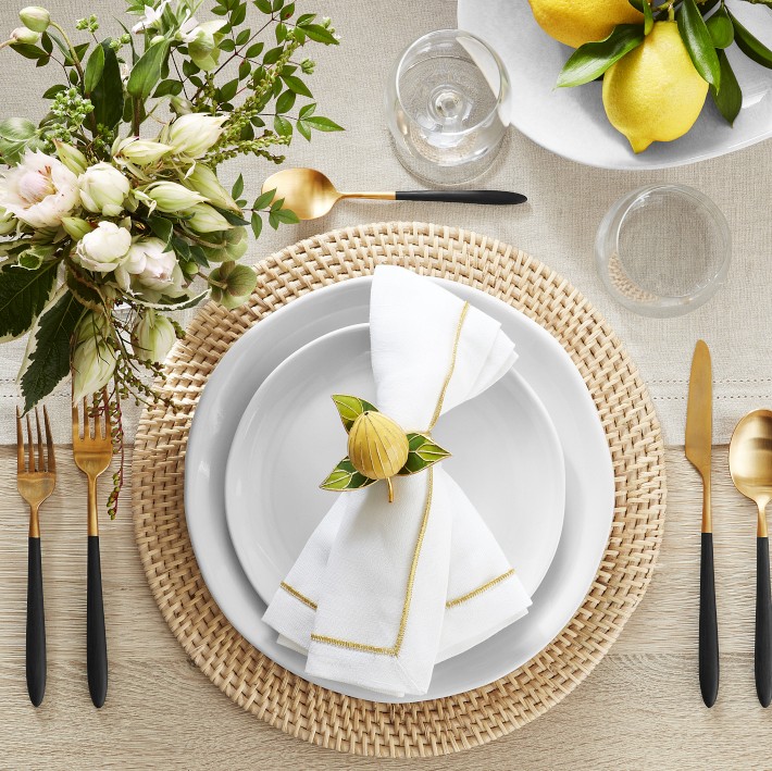 Napkin and store rings set with vintage cookbook