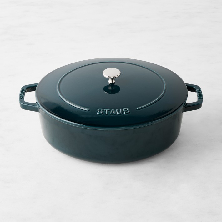 Staub Enameled Cast Iron Wide Oval Dutch Oven, 6 1/4-Qt. (La Mer)