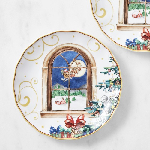 'Twas the Night Before Christmas Salad Plates, Set of 4, Santa Coming to Town