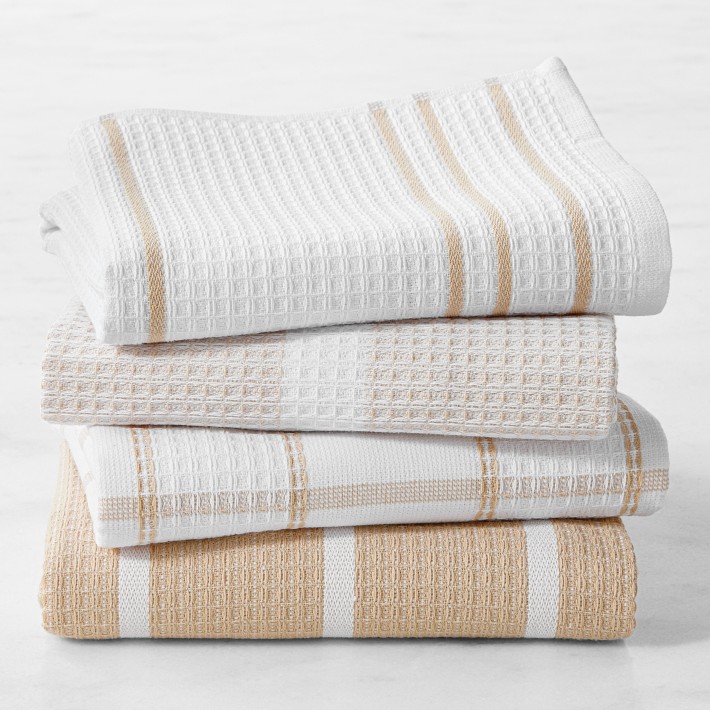 Monogrammed Williams Sonoma Super Absorbent Waffle Weave Towels, Set of 4