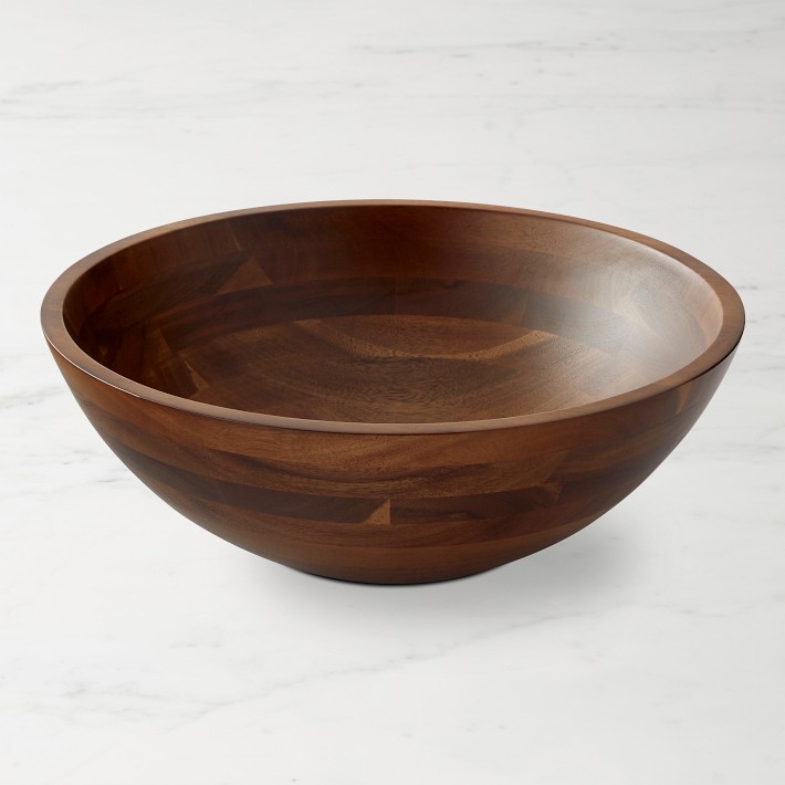 Dark Wood Salad Bowls - Large