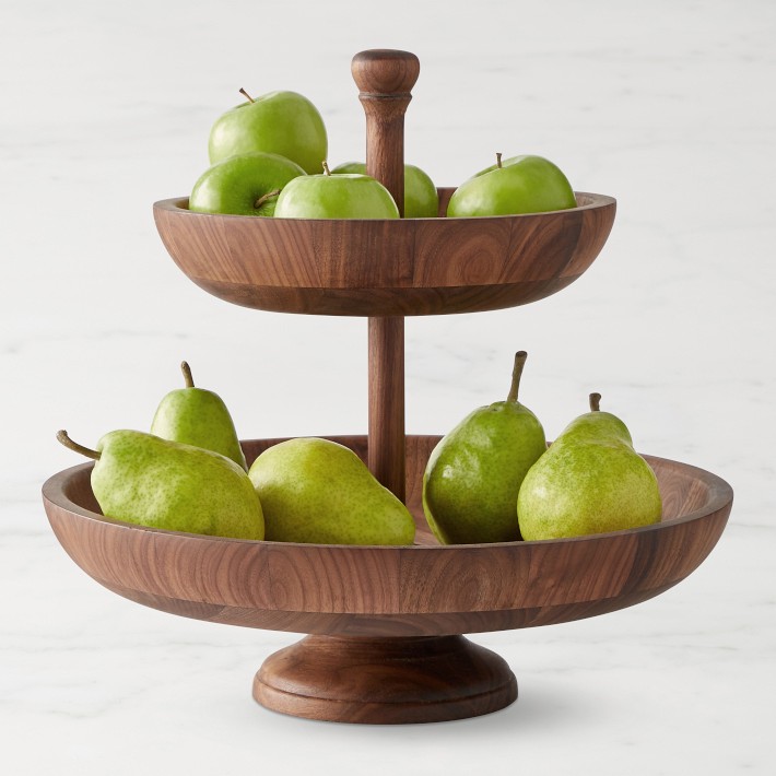 Walnut Tiered Fruit Bowl