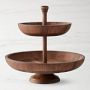 Williams Sonoma Walnut Two Tier Fruit Bowl