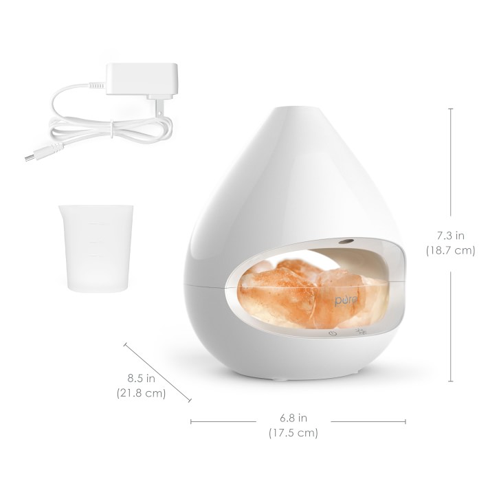 Pure Enrichment PureGlow Crystal Himalayan Salt Rock Lamp Ultrasonic Oil Diffuser Williams Sonoma