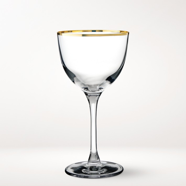 William Sonoma Gold Rim Nick & Nora Glasses, Set of 4