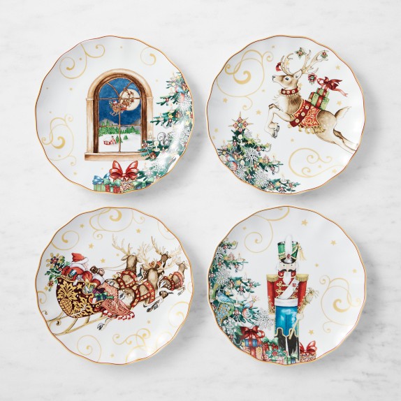 Twas the Night Before Christmas Dinner Plate Set Set of 4 Mixed Williams Sonoma