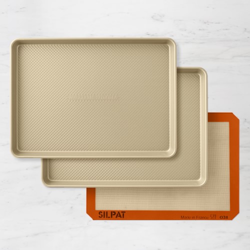 Goldtouch® Pro Nonstick Half Sheet Pans and Silpat Nonstick Half Sheet Mat, Set of 3