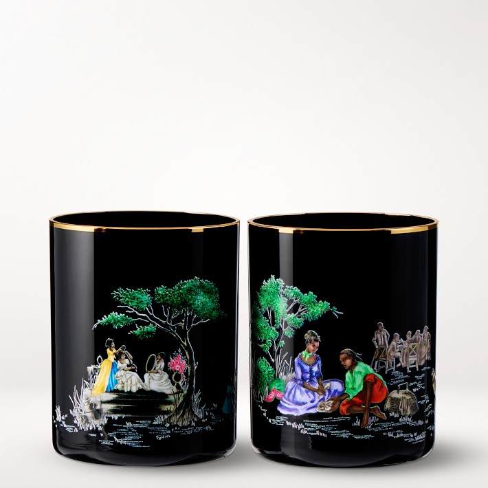 Sheila Bridges x Williams Sonoma Harlem Toile Double-Old Fashioned Glasses, Set of 2
