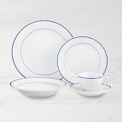 Apilco Tradition Porcelain Blue-Banded 5-Piece Dinnerware Set