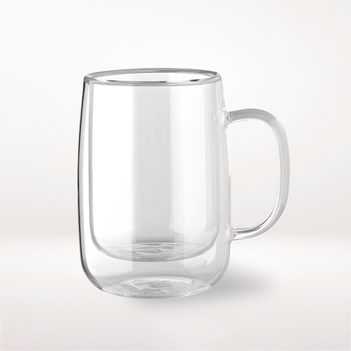 Double-Wall Glass Coffee Mugs, Small (Set of Four)