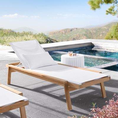 Teak and mesh chaise lounge hotsell