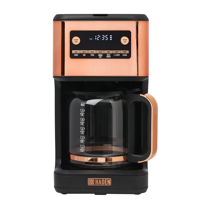 Haden 14-Cup Programmable Coffee Maker, Black & Copper