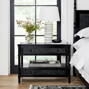 Colonial Cane 2 Drawer Nightstand Bedside Table Williams Sonoma