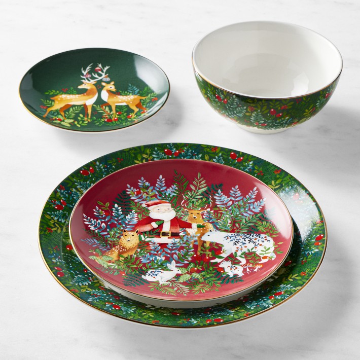 Christmas Forest Dinner Plates, Set of 4