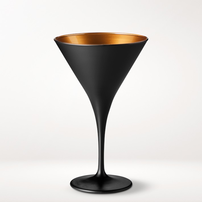 Black Matte & Copper Martini Glasses, Set of 4