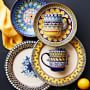 Sicily Ceramic Dinner Plates, Blue Rim