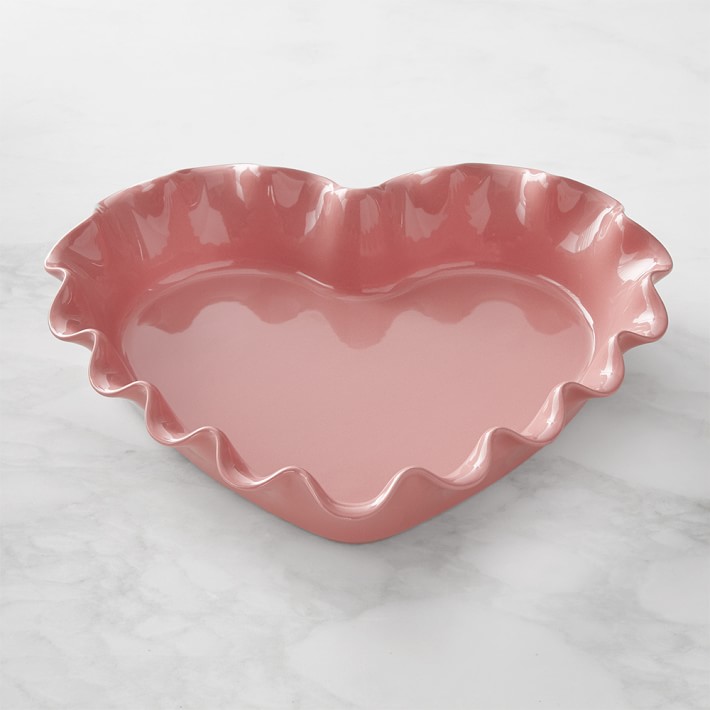 Emile Henry French Ceramic Ruffle Heart Pie Dish