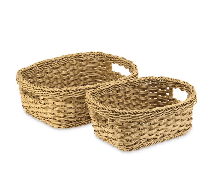 Panama Weave Washable Baskets, Set of 2, Small &amp; Medium