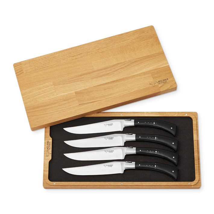 Laguiole en Aubrac Steak Knife Set of 4, Ebony