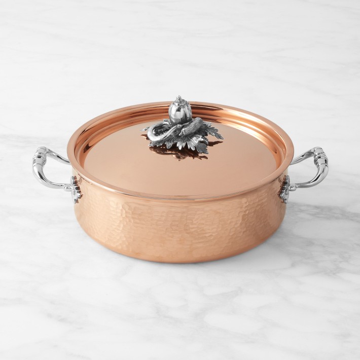 Ruffoni Opus Cupra Hammered Copper Braiser with Acorn Knob, 5-Qt.