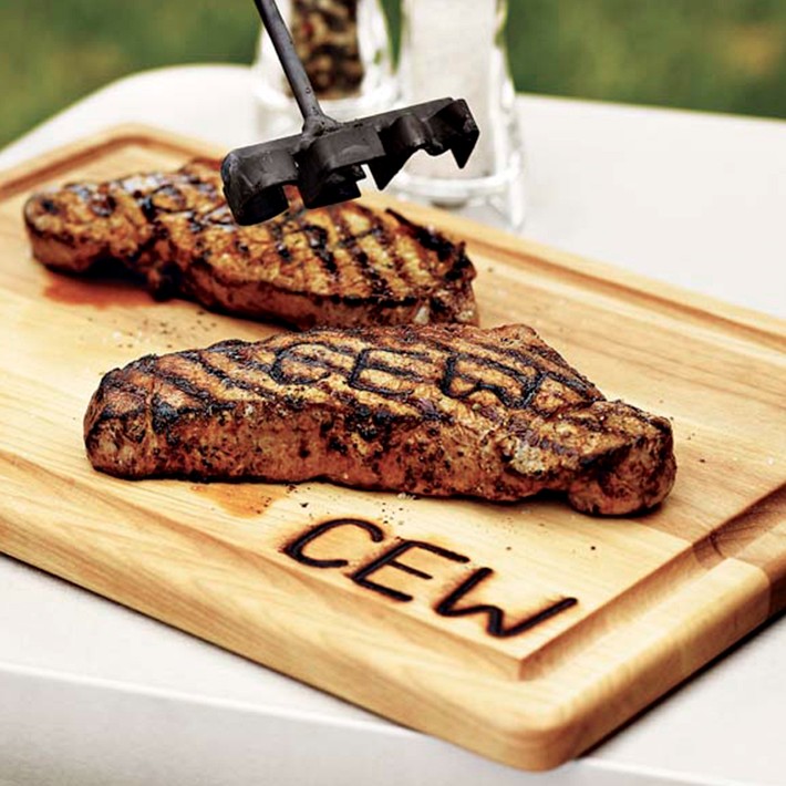 Monogrammed Steak Brand &amp; Cutting & Carving Board, Triple-Initial