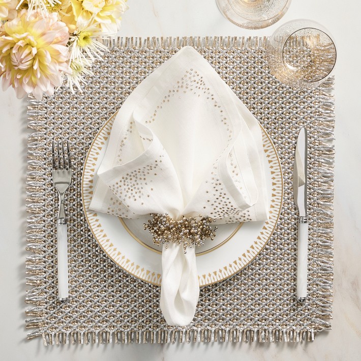 Set De 4 Rondelles De Serviette Kim Seybert - Perles Authentiques Vintage - Neuves