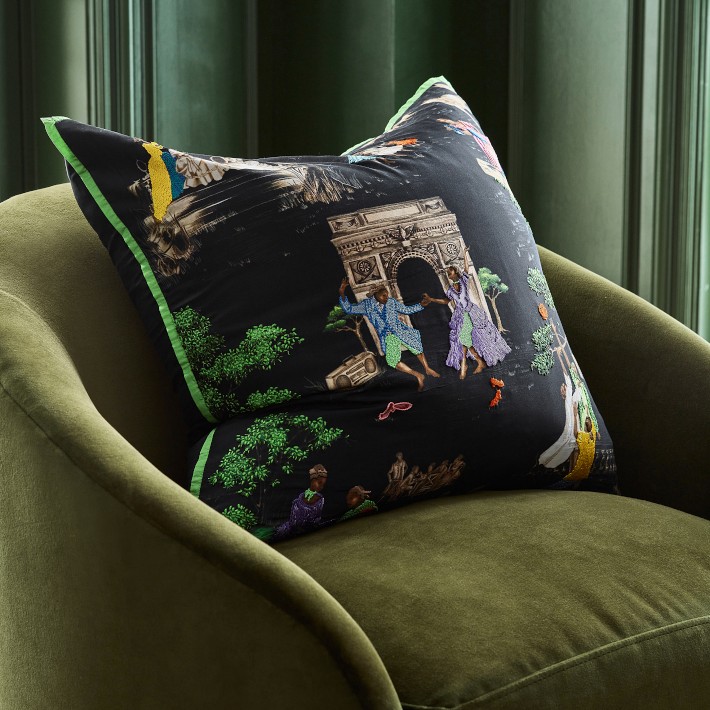 Sheila Bridges x Williams Sonoma Home Harlem Toile Print &amp; Embroidered Pillow Cover