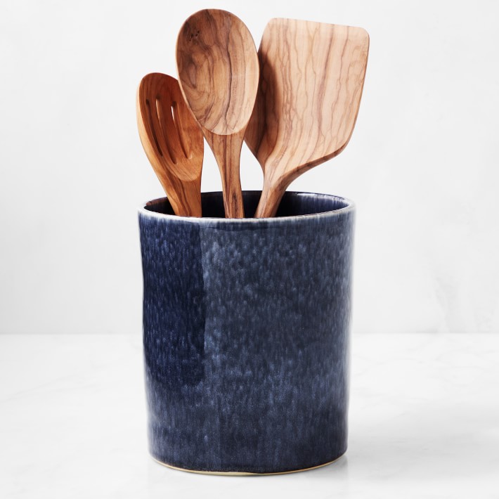 Cyprus Reactive Glaze Utensil Holder (Blue)