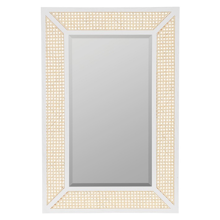 Freya Wall Mirror: Cane With White Wood