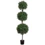 Triple Ball-Shaped Faux Boxwood Topiary in Plastic Pot, 72"