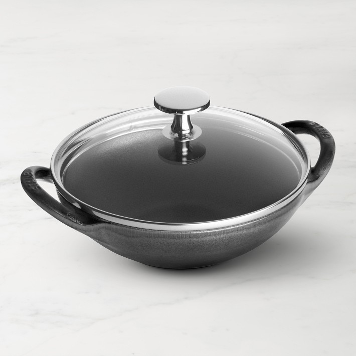 Staub Enameled Cast Iron Mini Wok, 8", Graphite