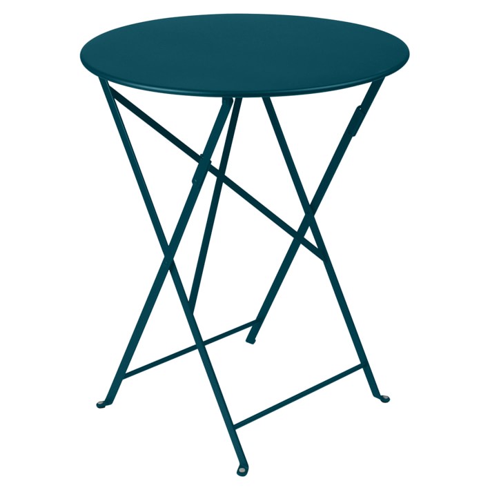 Fermob Outdoor Bistro Round Table, 24", Steel, Acapulco Blue