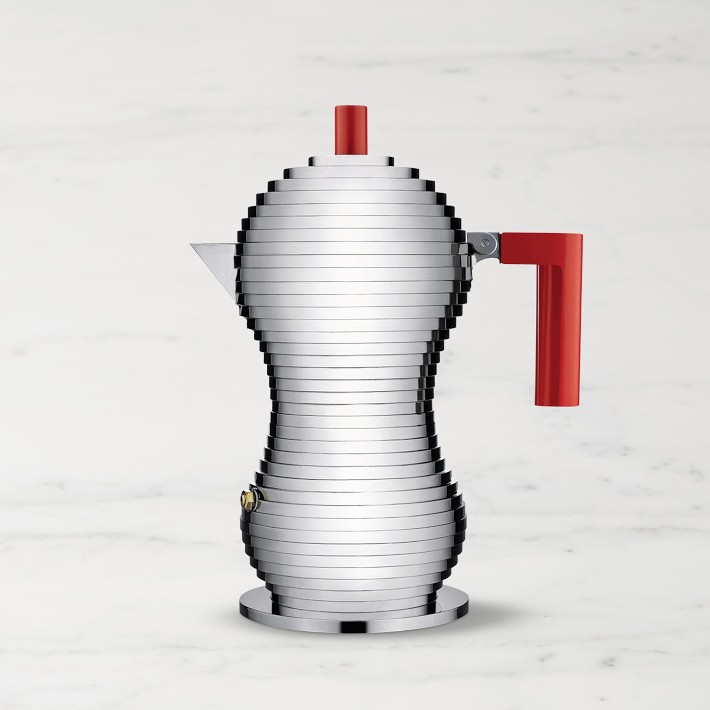 Alessi Pulcina Induction Stovetop Espresso Maker, 3-Cup, Red