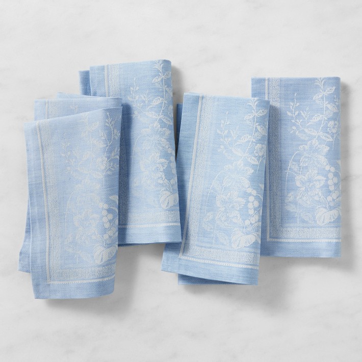 Primavera Jacquard Napkins, Set of 4, Bluebell