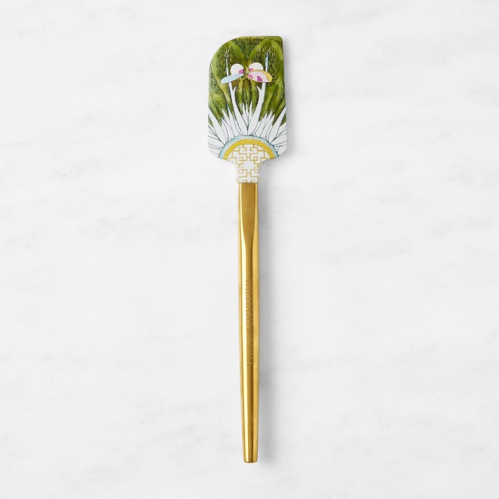 Williams Sonoma Famille Rose Green Dragonfly Spatula with Gold Handle, Medium