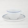 Apilco Tradition Porcelain Blue-Banded Cups & Saucers, Set of 4
