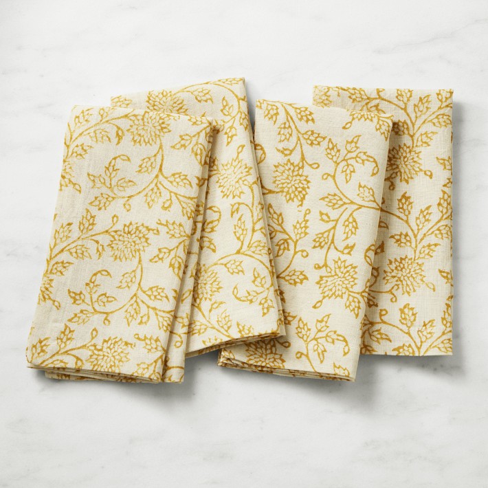 Dahlia Napkins, Set of 4, Yellow
