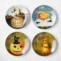 Vintage Halloween Mixed Salad Plates, Set of 4