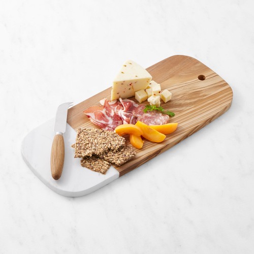 Olivewood & White Marble Rectangular Board