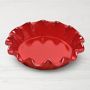 Emile Henry French Ceramic Deep Ruffled Pie Dish, Burgundy