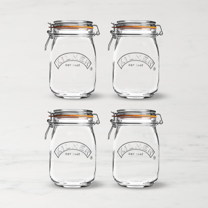 Kilner Round Clip Top Jar, 34 oz, Set of 4