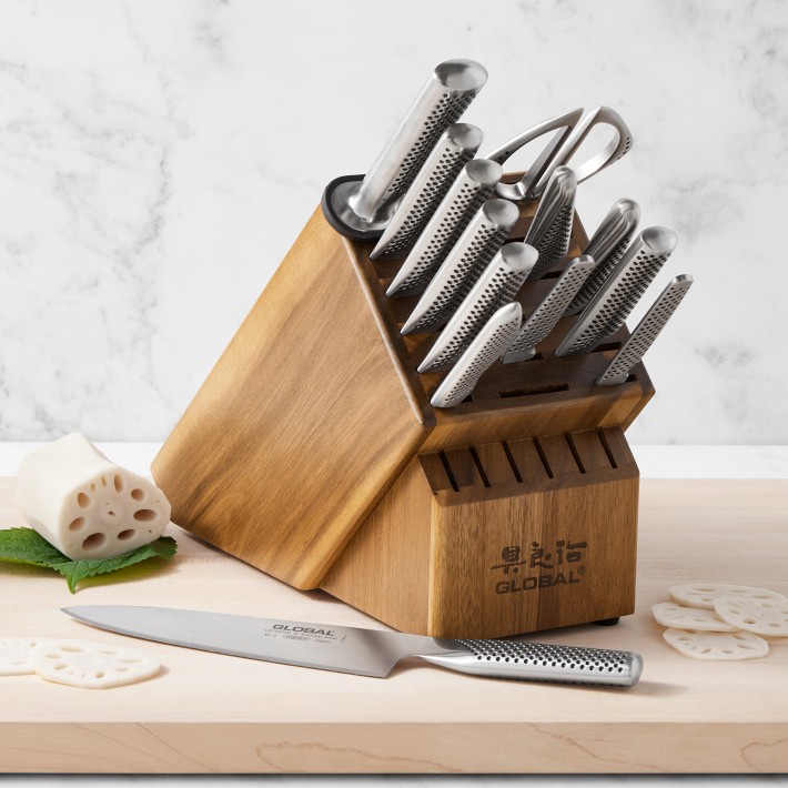 Global Sozo Acacia Knife Block, Set of 14